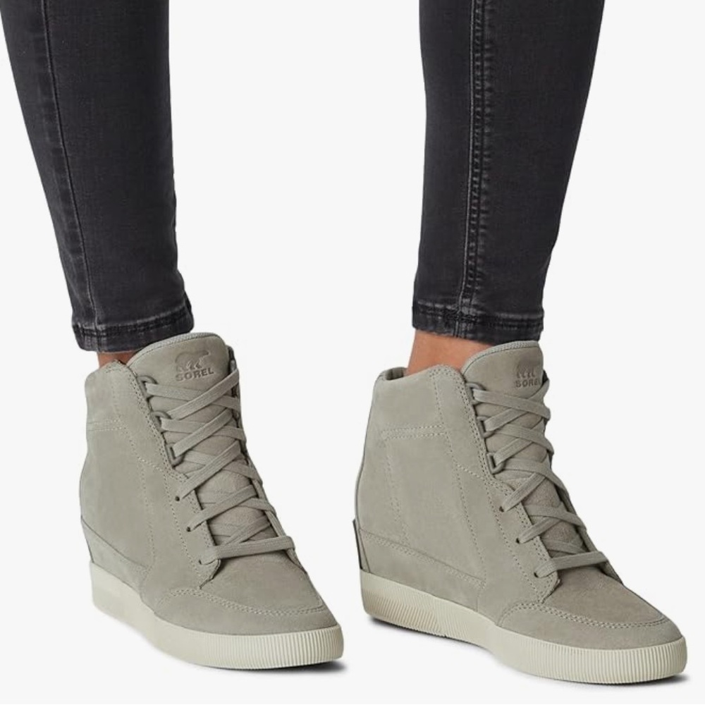 Sorel Out 'N About Wedge Gray Suede Boots NL4913-081 Dove/Quarry Women’s 6.5